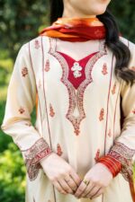 Eymen – Embroidered Cotton Silk 3-Piece Pakistani Dress for Girls | Triple - Image 4