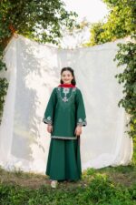 Forest Green – Embroidered Cotton Lawn 3-Piece Pakistani Dress for Girls | Triple - Image 2