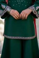 Forest Green – Embroidered Cotton Lawn 3-Piece Pakistani Dress for Girls | Triple - Image 5