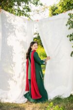 Forest Green – Embroidered Cotton Lawn 3-Piece Pakistani Dress for Girls | Triple - Image 6
