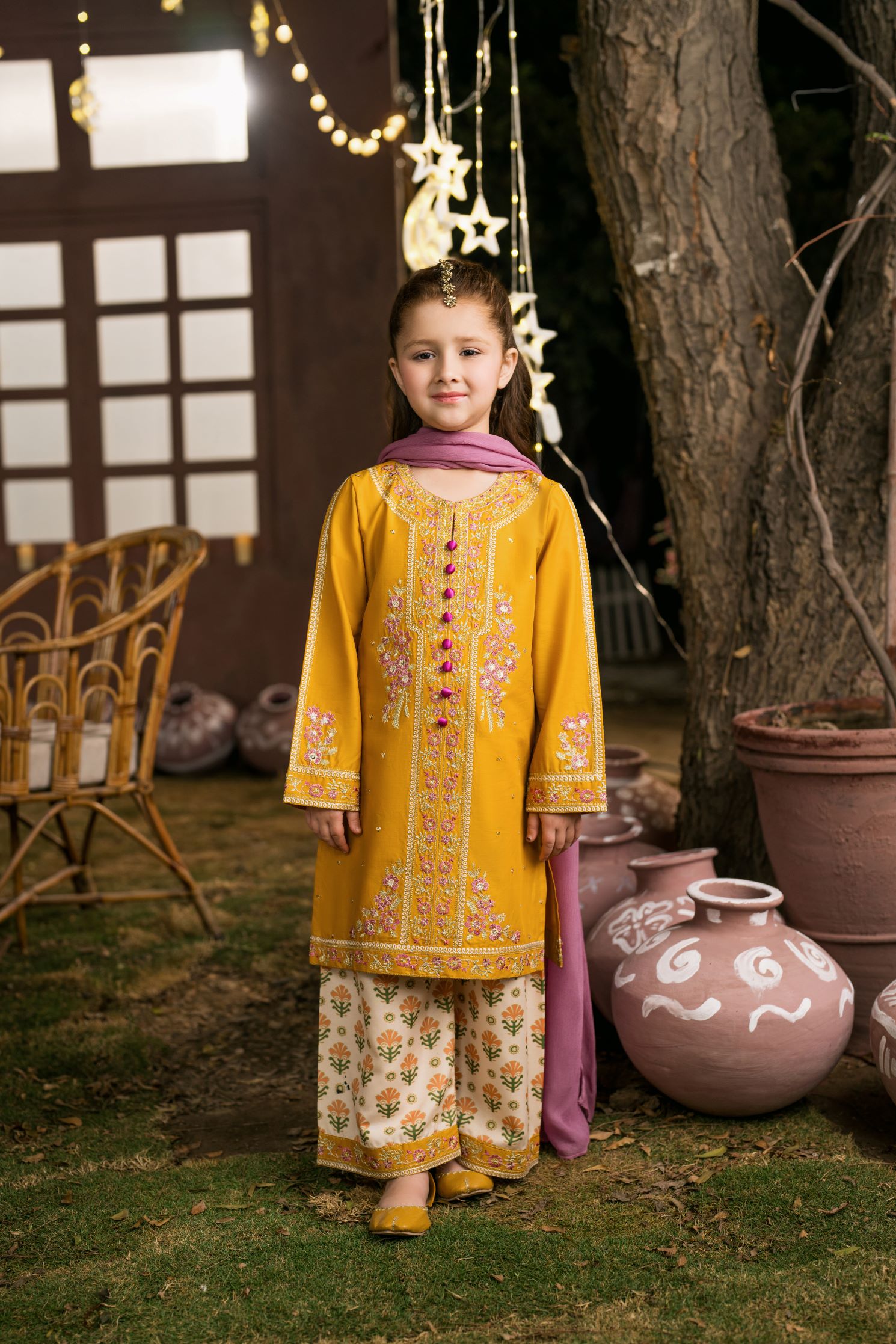 Areeb – Embroidered Cotton Lawn 3-Piece Pakistani Dress for Girls | Triple