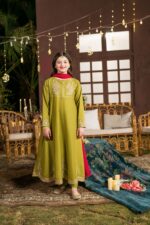 Kainat – Embroidered Cotton Lawn 3-Piece Pakistani Dress for Girls | Triple