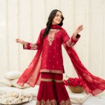 Gull – Screen Printed Cotton Silk 3-Piece Pakistani Gharara Dress for Girls | Triple