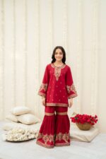 Gull – Screen Printed Cotton Silk 3-Piece Pakistani Gharara Dress for Girls | Triple - Image 5