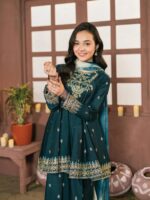 Khushi – Embroidered Cotton Silk 3-Piece Pakistani Dress for Girls | Triple - Image 6