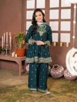 Khushi – Embroidered Cotton Silk 3-Piece Pakistani Dress for Girls | Triple - Image 7
