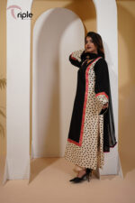 Black Aura – Black & Cream Polka Dot Luxury Pret 3-Piece