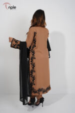 Nira Glow – Brown Embroidered Luxury Pret 3-Piece Set for Women | Triple