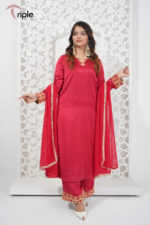 Rozen – Elegant Red Luxury Pret 3-Piece with Embroidery for Women | Triple - Image 2