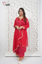 Rozen – Elegant Red Luxury Pret 3-Piece with Embroidery for Women | Triple - Image 3
