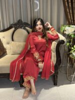 Rozen – Elegant Red Luxury Pret 3-Piece with Embroidery for Women | Triple - Image 7