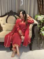 Rozen – Elegant Red Luxury Pret 3-Piece with Embroidery for Women | Triple